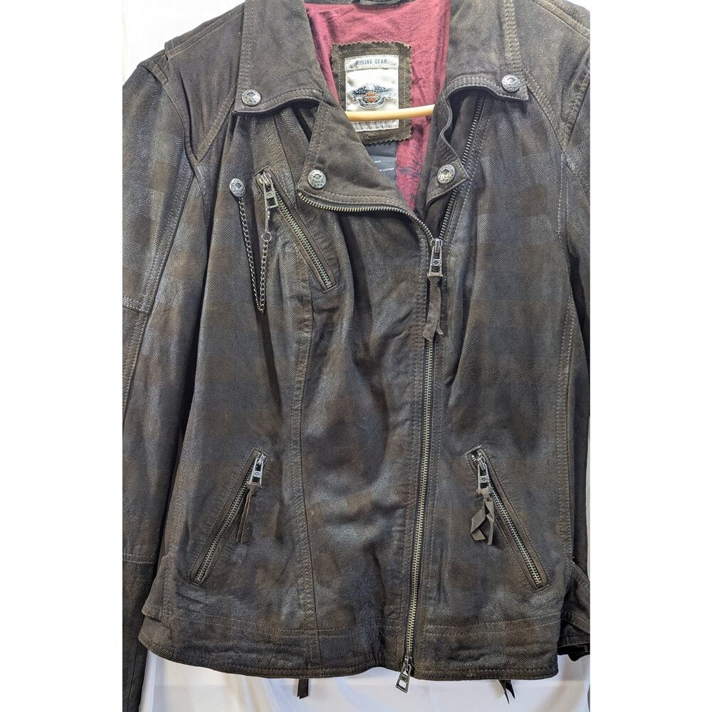Harley Davidson Women's Double Breasted Leather Motorcycle Jacket Size L